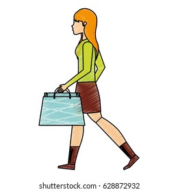 young woman with shopping bags