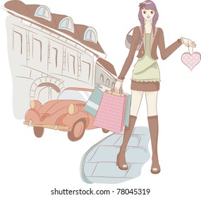 Young Woman with Shopping Bags
