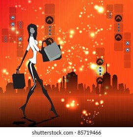 Young woman with shopping bags