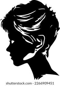 Young woman short hair outline only, silhouette, girl, woman, hairstyle, vector