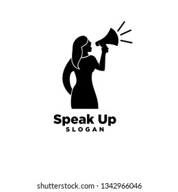 Young woman shouting through a megaphone