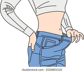 Young Woman Showing Off Her Defined Abdomen and Slim Waist