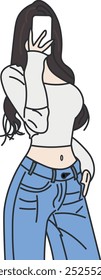 Young Woman Showing Off Her Defined Body in Front of the Mirror