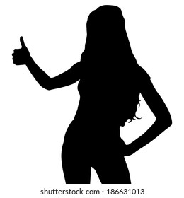 Young Woman Showing Thumb Up Sign, vector