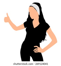 Young Woman Showing Thumb Up Sign, vector