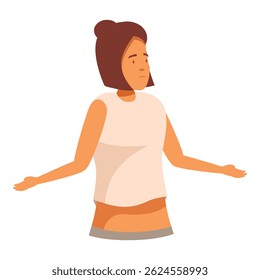 Young woman is shrugging her shoulders, unsure of what to do