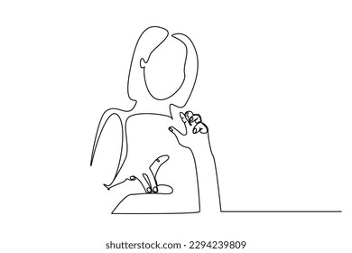 young woman shy away afraid disgusted dislike line art