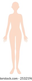 young woman silhouette body  illustration. Beauty and health care concept