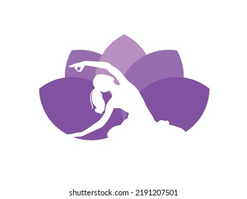 Young woman sits in a Yoga Pose and meditates. The girl doing the stretching exercises. 
Physical practice. Vector flat illustration.	
