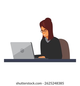 Young woman sitting at a desk working on her laptop