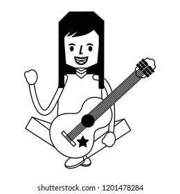 young woman sitting with guitar
