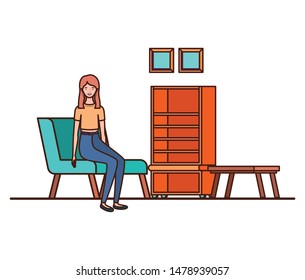 young woman sitting in the living room