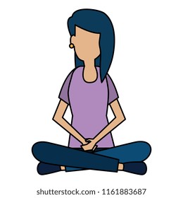 young woman sitting lotus pose