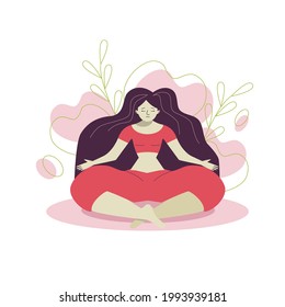 young woman sitting in lotus pose