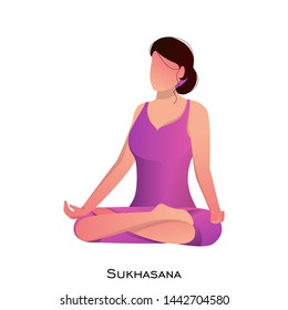 Young Woman Sitting Meditation Sukhasana Pose Stock Vector (Royalty ...