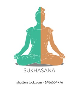 sukhasana images stock photos vectors shutterstock https www shutterstock com image vector young woman sitting meditation sukhasana pose 1486554776