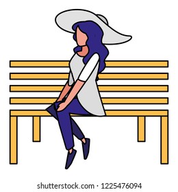 young woman sitting in the park chair