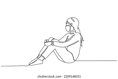 Young Woman Sitting In Solemn Mood. World Mental Health Awareness. Psychological Wellness. Worried Stressed Distressed Depressed Young Adult .young Girl. Education Job And Responsibility Load. Peace