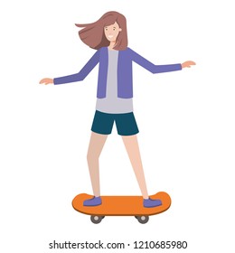 young woman with skateboard avatar character