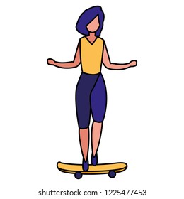 young woman in skateboard character