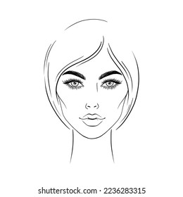 Young woman sketch on white background.Hand drawn illustration.