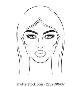 Young woman sketch on white background.Hand drawn illustration.