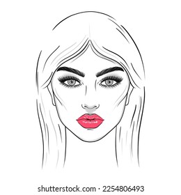 Young woman sketch on white background.Hand drawn illustration.