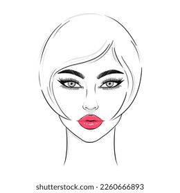 Young woman sketch on white background.Hand drawn illustration.