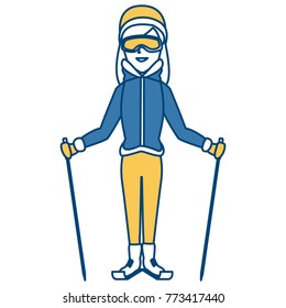 Young woman with ski sticks