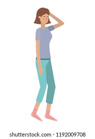 young woman with sleeping pose avatar character