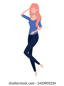 young woman with sleeping pose character