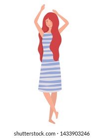 young woman with sleeping pose character