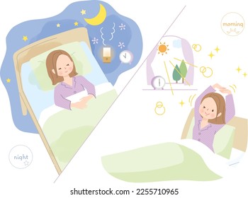 Young woman sleeping soundly and waking up refreshed