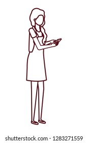 young woman with smartphone avatar character