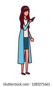 young woman with smartphone avatar character