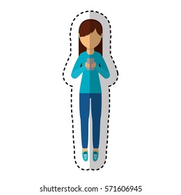 young woman with smartphone avatar character vector illustration design