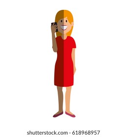 young woman with smartphone avatar character