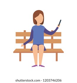 young woman with smartphone character