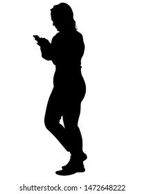 Young woman with smartphone on a white background