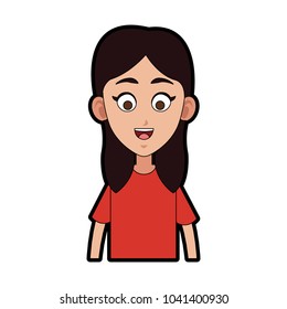 Young woman smiling cartoon