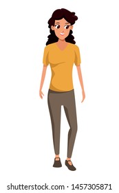 Young woman smiling with casual clothes cartoon vector illustration graphic design.