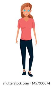 Young woman smiling with casual clothes cartoon vector illustration graphic design.