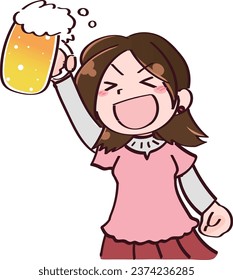 Young woman smiling and holding a beer glass Cheers 2