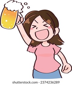 Young woman smiling and holding a beer glass Cheers 1