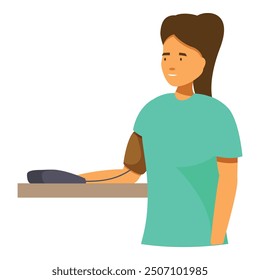 Young woman is smiling while having her blood pressure checked