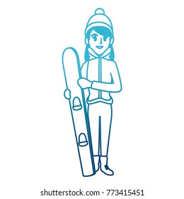 Young woman with snowboard
