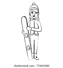 Young woman with snowboard