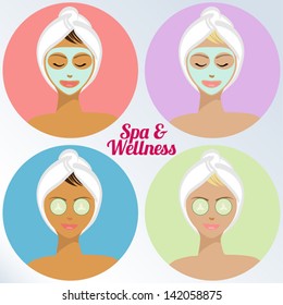 Young Woman Spa Treatmenat - Spa & Wellness Icons - Vector EPS10