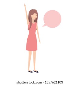 young woman with speech bubble avatar character