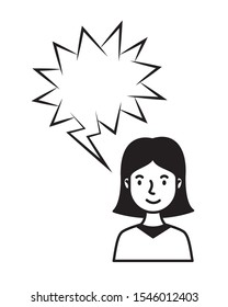 young woman with speech bubble vector illustration design
